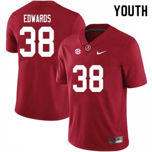 NCAA Youth Alabama Crimson Tide #38 Jalen Edwards Stitched College 2020 Nike Authentic Crimson Football Jersey HT17M46YW